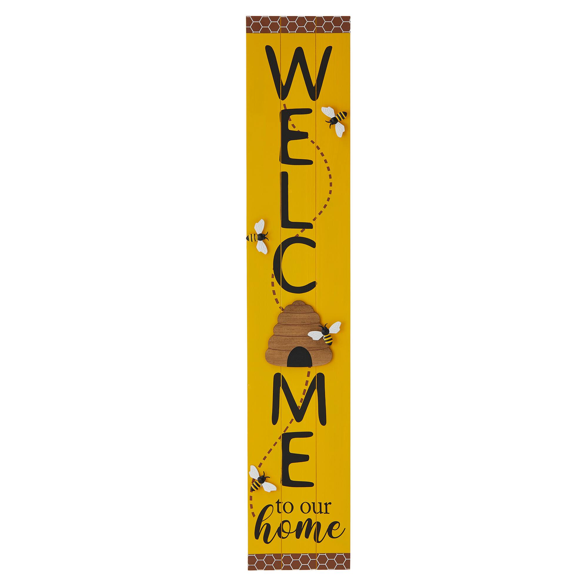 Glitzhome® 42" Wood Bees WELCOME Porch Sign
